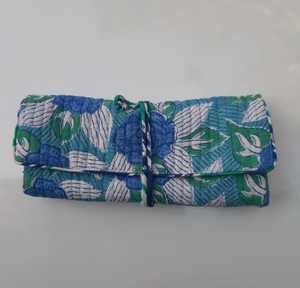 Wholesale Hand Block Printed Cotton Quilted Jewelry Pouch With Zip Closure & Fold Over Jewelry Bags for Women Accessories - Product Image 2