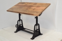 Table de dessin industrielle réglable en hauteur par manivelle, mobilier de salle à manger pliable, durable, en bois massif et métal, pour entrepôt