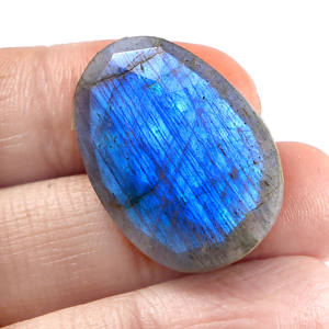 Gema de labradorita Natural para fabricación de joyas, Gema de Briolette con forma de huevo, facetado, tamaño calibrado de 30x20mm, precio al por mayor - Product Image 2