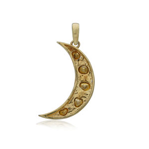 Colgante de plata de primera ley con forma de luna creciente para mujer, collar, plata esterlina 925, diamante amarillo, Estilo Vintage - Product Image 4
