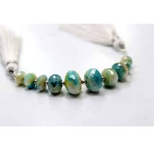 Pulsera facetada hecha a mano de 2,5 pulgadas, cuentas de piedra lunar recubiertas de místico Bio Natural, tamaño de 11x6mm, colores plata blanca, gemas Zubair - Product Image 1