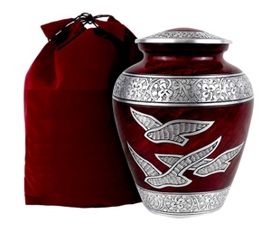 Urne de crémation en métal Royal Red Radiance de qualité supérieure ailes de la liberté fournitures funéraires funéraires pour adultes pour cendres humaines - Product Image 2