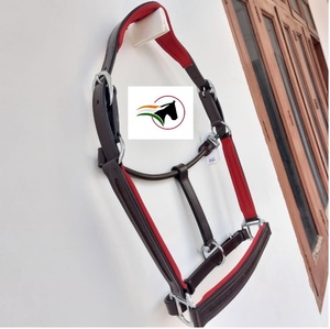 Col licou à tête d'équitation rembourré rouge, avec canal vide sur le nez et les joues - Product Image 2