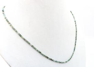 Collier à crochet réglable en argent sterling 92.5 18 "de long chrysoprase naturelle à facettes perles de rondelle bijoux faits à la main - Product Image 2