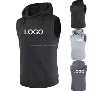 Wholesale Men's <b>Short</b> <b>Sleeve</b> Hooded Fleece Fabric Zipper Design Custom Colors Winter Logo Solid Pattern Gym Custom Made Size - Product Image 1