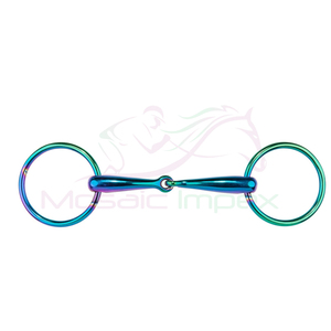 Brocas de caballo de anillo plano curvo de doble articulación occidental de acero inoxidable personalizables con boca en D para Productos Ecuestres - Product Image 2