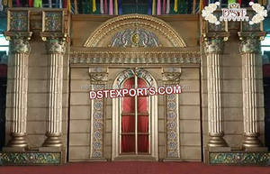 Fondo de fibra Rectangular de boda de moda-Marco elegante Marco de escenario trasero decoración boda decorativa con marco de medallón - Product Image 5