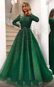 Vestido elegante de seda y lino de diseñador, elegante bordado a mano para bodas y fiestas - Product Image 2