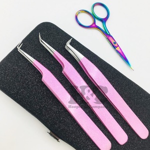 Pinzas profesionales de visón Pinzas de extensión de pestañas de acero inoxidable con volumen y punta de fibra Logotipo sostenible ofrecido - Product Image 1