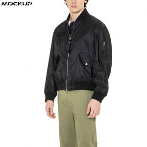 Veste bomber en satin avec logo personnalisé, pour homme, hiver, broderie OEM, veste de baseball légère avec poignets côtelés - Product Image 2