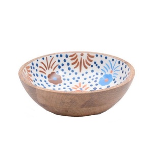 Nouveau Design de bol en bois de forme ronde de couleur marron fini en bois poli bol de service décoratif et serveur - Product Image 1