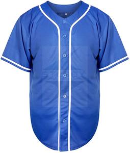 Camiseta de béisbol con botones en azul y negro para hombre con logotipo personalizado, ropa deportiva transpirable de manga corta, camiseta lisa en blanco, conjunto de talla grande - Product Image 2