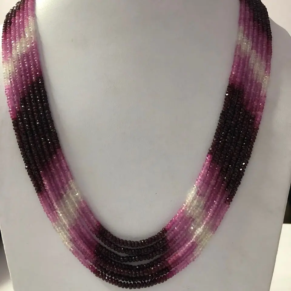 Natural Ruby Shaded Stone Facettierte Rondelle Edelstein Perlen Halskette zum Großhandel Fabrik preis vom Hersteller Lieferanten Kaufen
