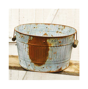 Design fantaisie nouvelle arrivée plateau rond galvanisé fait à la main avec bande de cuivre et poignées à vendre - Product Image 3