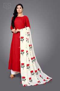 เสื้อผ้าฝ้ายเรยอนเคอร์ติ + พาลาซโซพิมพ์ลาย dupatta อินเดียผู้หญิงพร้อมสวมใส่ขายส่ง - Product Image 2