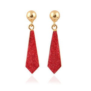 Diseño atractivo azúcar rojo druzy pendiente no deslustre latón 18K oro galvanizado pendiente gota colgante joyería de moda pendientes - Product Image 1