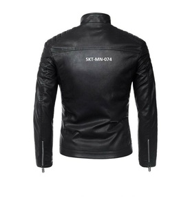 Chaqueta de motorista Unisex, chaqueta de cuero con textura de oveja negra, cremallera, disponible en todos los colores de cuero, hecha en Pakistán - Product Image 2