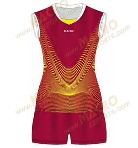 ชุดยูนิเซ็กซ์สีตามสั่ง พิมพ์ลายแบบซับลิเมชั่นเต็มตัว เสื้อแขนสั้น คอวี แห้งเร็ว ผ้าโพลีเอสเตอร์ 100% ชุดยูนิฟอร์มกีฬาวอลเลย์บอล - Product Image 2
