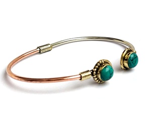 Directo de fábrica Cooper & Silver Stone Fashion Cuff Bracelet Pulseras de piedra turquesa - Product Image 2