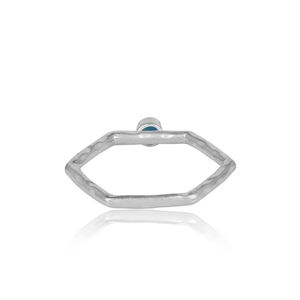 ลอนดอนสีฟ้าบุษราคัมพลอยหกเหลี่ยมออกแบบวิจิตร925แหวนเงินผู้ผลิตเครื่องประดับของขวัญผู้หญิงเครื่องประดับ - Product Image 4