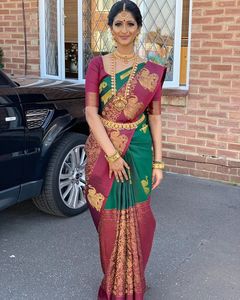 Banarasi เสื้อไหมผ้าแจ็คการ์ดผ้าแจ็คการ์ดสำหรับสตรีใส่ในงานเทศกาลปาร์ตี้ทุกวันผ้าส่าหรีเนื้อผ้านุ่ม - Product Image 1