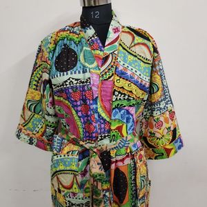Vestido Kimono indio con estampado de frutas, 100% algodón puro, ropa de noche para fiesta, ropa de playa, largo para dormir - Product Image 5