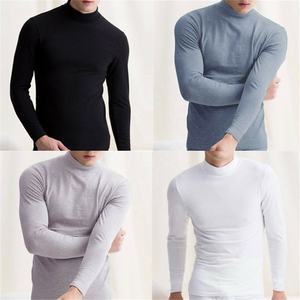 Customized Blank Plus Size Turtle Neck <b>Long</b> <b>Sleeve</b> Breathable Eco-Friendly 100% Cotton Sublimation Fashion T-<b>Shirts</b> for Men - Product Image 5
