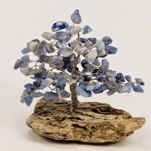 Árbol de la vida de sodalita alambre Bonsai escultura de madera base de curación de cristal figurita labrada árbol Solar arte decoración regalos - Product Image 5