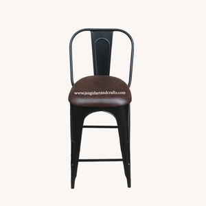Chaise de bar en métal indien de haute qualité, tabouret avec siège en cuir, fabrication artisanale, contemporaine, durable, écologique, moderne, pour la maison et l'hôtel - Product Image 1