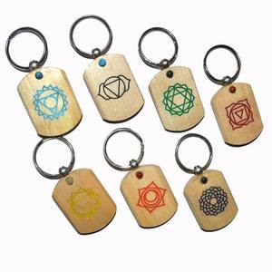 Engraved Chakra Wood Keychain Set - Product Image 1