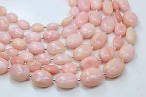 ลูกปัดหินโอปอลสีชมพูธรรมชาติทำด้วยมือทรงรีเรียบขนาด8นิ้ว - Product Image 4