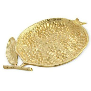 Plateau de service décoratif en métal pour les truffes de la maison Edulis Brown Plateau de service en bambou massif en forme de feuille ronde - Product Image 5