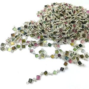 Cadena con Conector de Bisel de Plata Chapada en Esmeralda Natural para Bodas, Fiestas y Regalos - Product Image 5