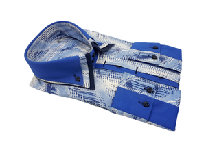 Chemise habillée en popeline coupe cintrée pour homme pour le printemps 100% coton à double col et motif géométrique - Product Image 4