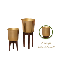 Kustom desain dalam ruangan besi bulat besar grosir logam murah pot tanaman berdiri pot bunga untuk produsen tanaman