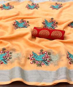 Ocasión especial, ropa de mujer, diseñador, trabajo de perlas bordadas pesadas, Sari de Color rojo de 5,5 Metros con blusa de longitud completa de 1,0 metros - Product Image 6