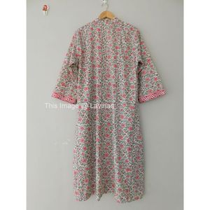 Aantrekkelijke Bloemenblok Bedrukte Badjas Lange Korte Gebloemde Kimono Gewaden Puur Katoen Western Stijl Zomer Thermisch Plus Size - Product Image 2