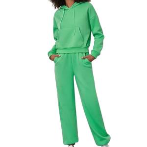 Venta al por mayor de peso pesado de talla grande patrón sólido pulóver sudaderas con capucha mujeres hombres moda Deporte Pantalones de chándal con capucha conjunto chándal de invierno - Product Image 5