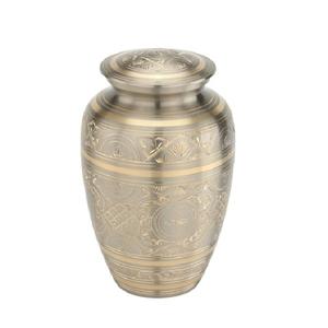 Urna de latón decorativa para el hogar con logotipo personalizado de alta calidad de estilo europeo grabada a mano para cenizas humanas, suministros funerarios al por mayor a granel - Product Image 1