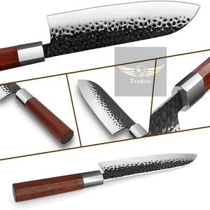 Cuchillos para carne de acero inoxidable de 5 pulgadas, hoja de titanio, cuchillo para carne, juego de cuchillos para carne