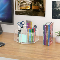 Porte-stylo rotatif en acrylique avec design moderne pour l'organisation du bureau et des fournitures