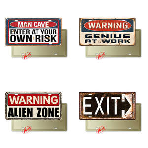 Individuelles Vintage 15x30cm Nummernschild-Warnschild aus Metall 'COFFEE CAMPING ALIEN ZONE' Auto-Schild Blechschild Männerhöhle Metallplakette - Product Image 5