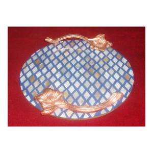 Bandeja decorativa exclusiva redonda de nácar blanco - Product Image 1