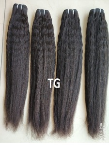 Cuticule brésilienne brute mongole alignée paquets de cheveux Remy droits crépus non transformés cheveux humains péruviens avec alignement des tempes - Product Image 5