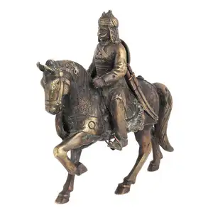Decorativi fatti a mano in ottone antico soldato indiano sculture storici Figurine statua dichiarazione pezzi Decor articoli da regalo