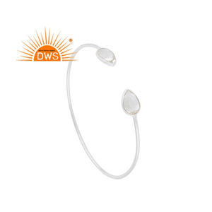 Brazalete de Plata de Ley 925 con gema de cristal Natural, joyería fina - Product Image 1