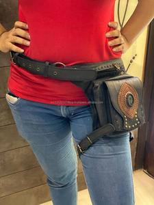 Unisex Motorcycle Hip <b>Pocket</b> <b>Belts</b> Travel <b>Belts</b> Waist <b>Pocket</b> Bum Bags Leather Biker <b>Belts</b> - Product Image 4