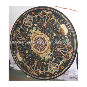 Table en marbre pour la maison, artisanat Antique incrusté de marbre, Design rond, pour bricolage - Product Image 1