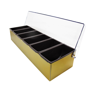Custom Logo Stainless Steel Condiment Caddy 6 Compartment <b>Bar</b> <b>Tools</b> Cocktail Garnish Holder Modern Reusable - Product Image 5