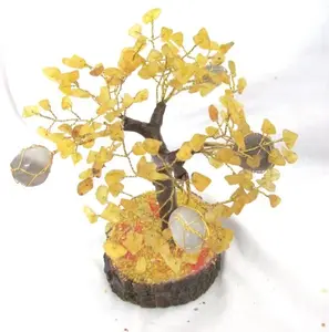Yellow Agate With Grey Agate Tumbled 160 Chips Tree